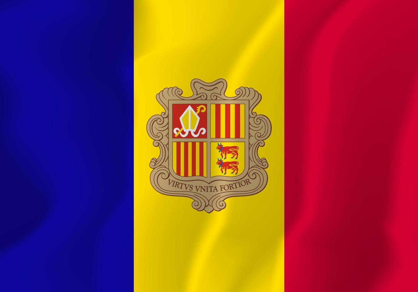 ilustração de fundo ondulação da bandeira nacional de andorra vetor