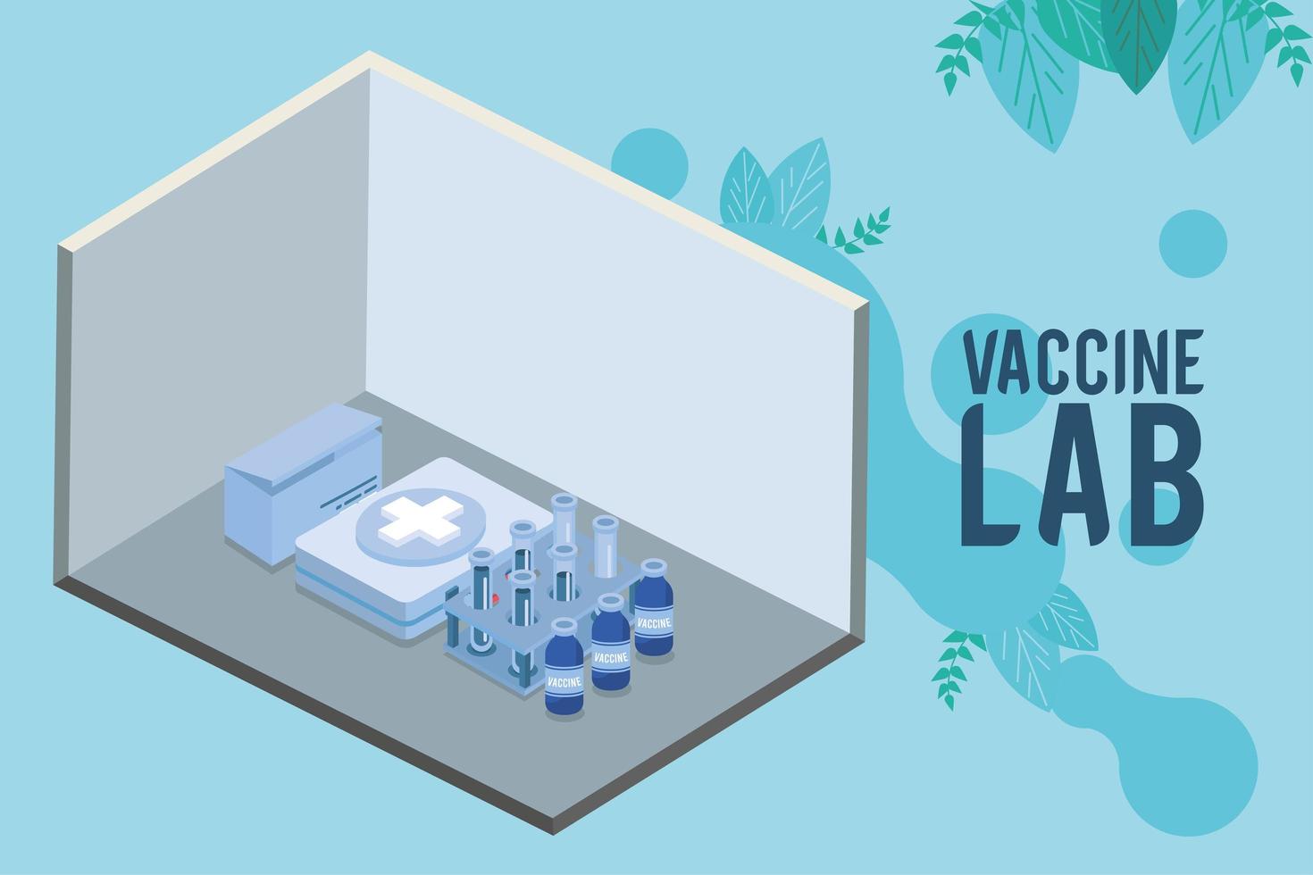 laboratório de vacinas e frascos vetor