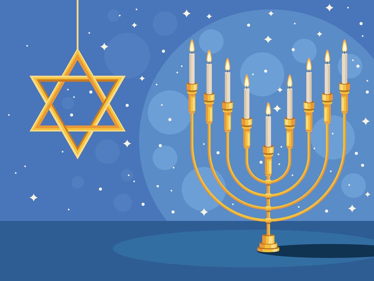 estrela de Hanukkah e lustre vetor