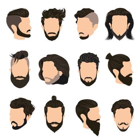 Conjunto de ícones de penteado de homens vetor
