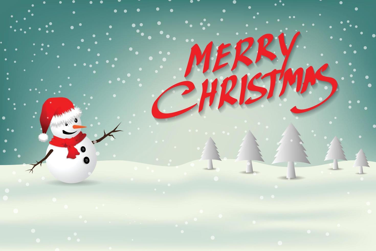 cartão de Natal com ilustração vetorial de boneco de neve. vetor