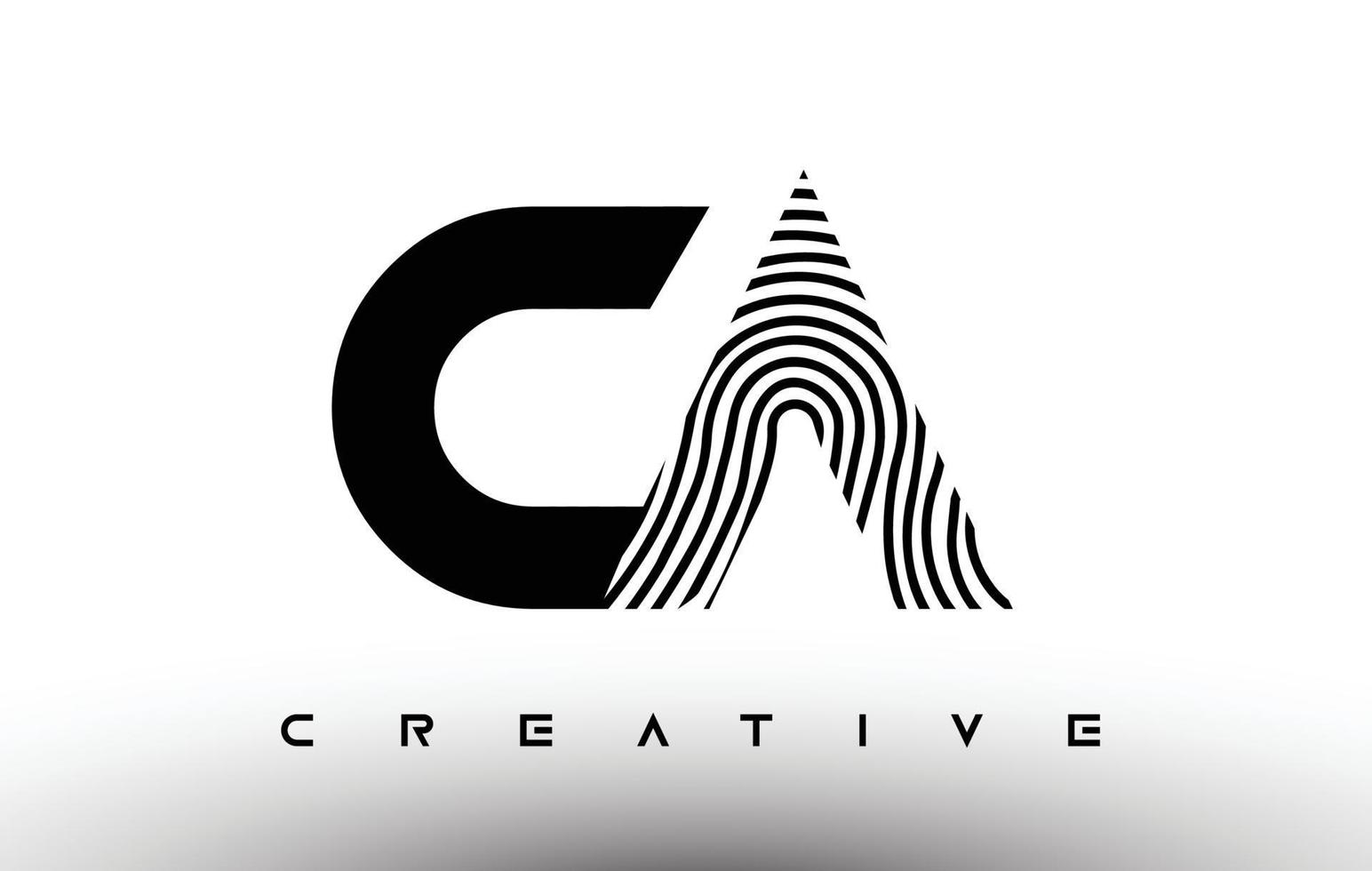 design do logotipo da letra da zebra da impressão digital ca. logotipo ca com vetor de ícone criativo de impressão digital
