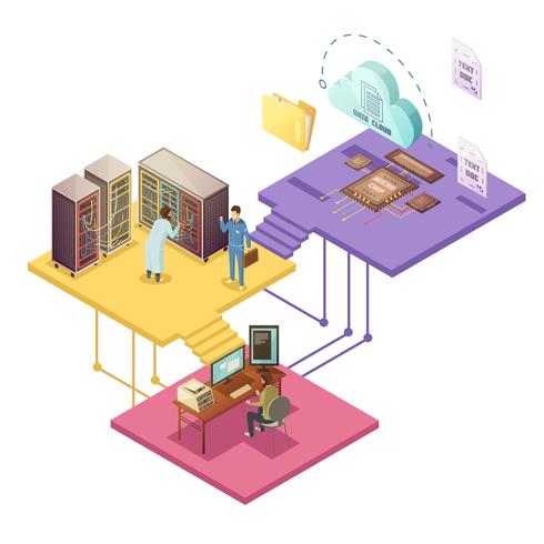 Ilustração isométrica de datacenter vetor