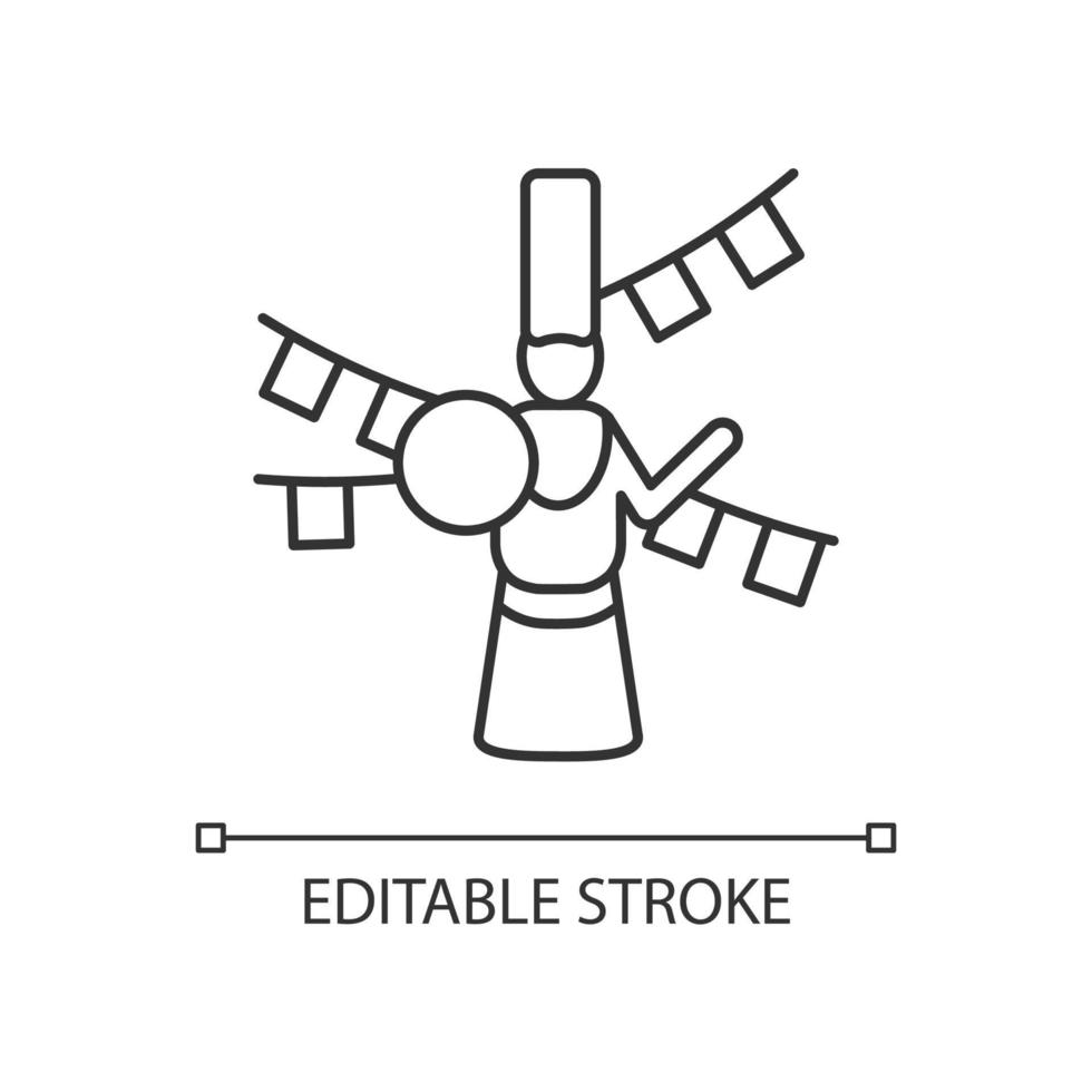 ícone linear de celebração Losar. ano novo tibetano. festival tradicional de orações. danças mascaradas. ilustração personalizável de linha fina. símbolo de contorno. desenho de contorno isolado do vetor. curso editável vetor