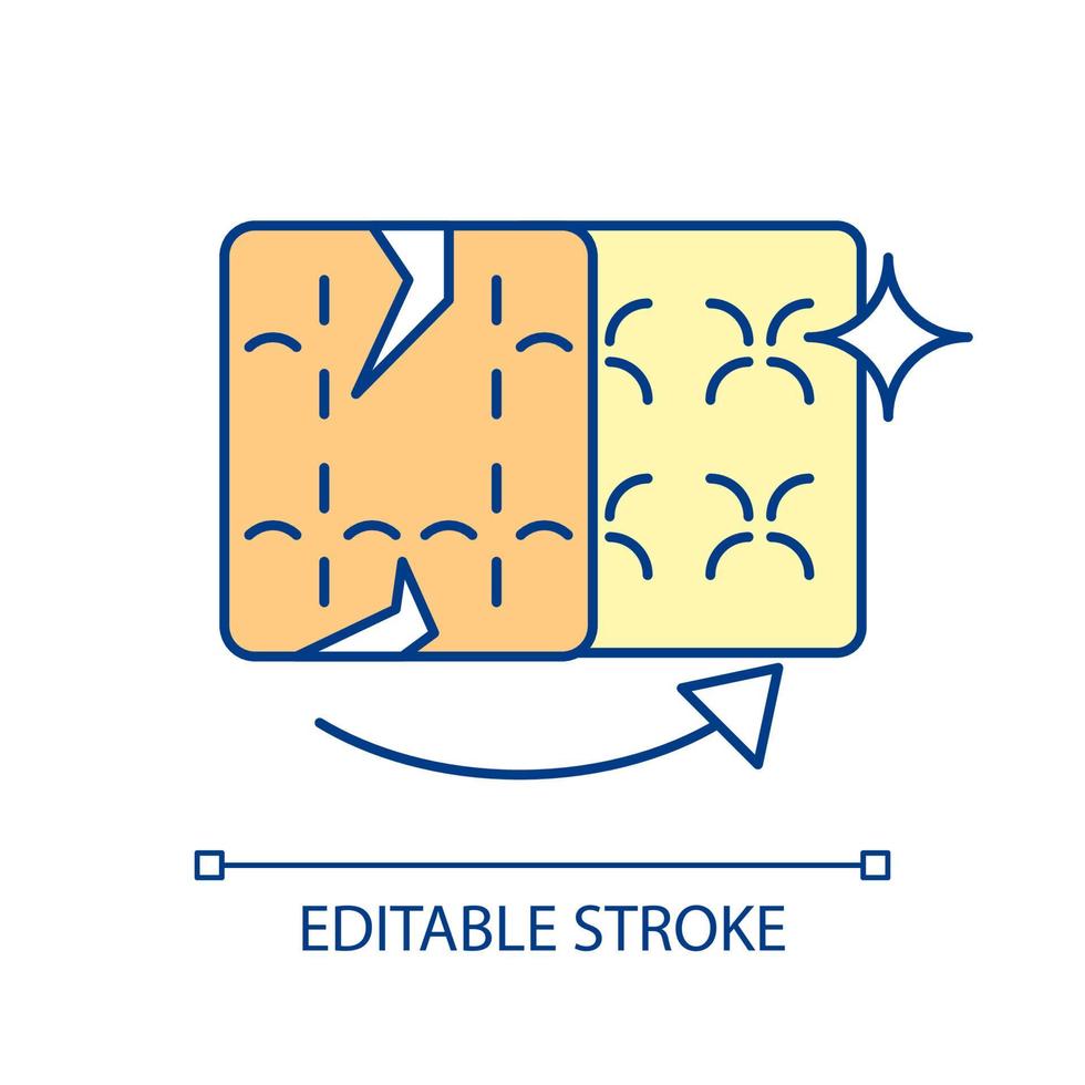 restaurando o ícone de cor rgb do colchão. reviver e consertar o colchão velho e caído. renovar móveis usados. dormir confortável. ilustração isolada do vetor. desenho de linha preenchido simples vetor