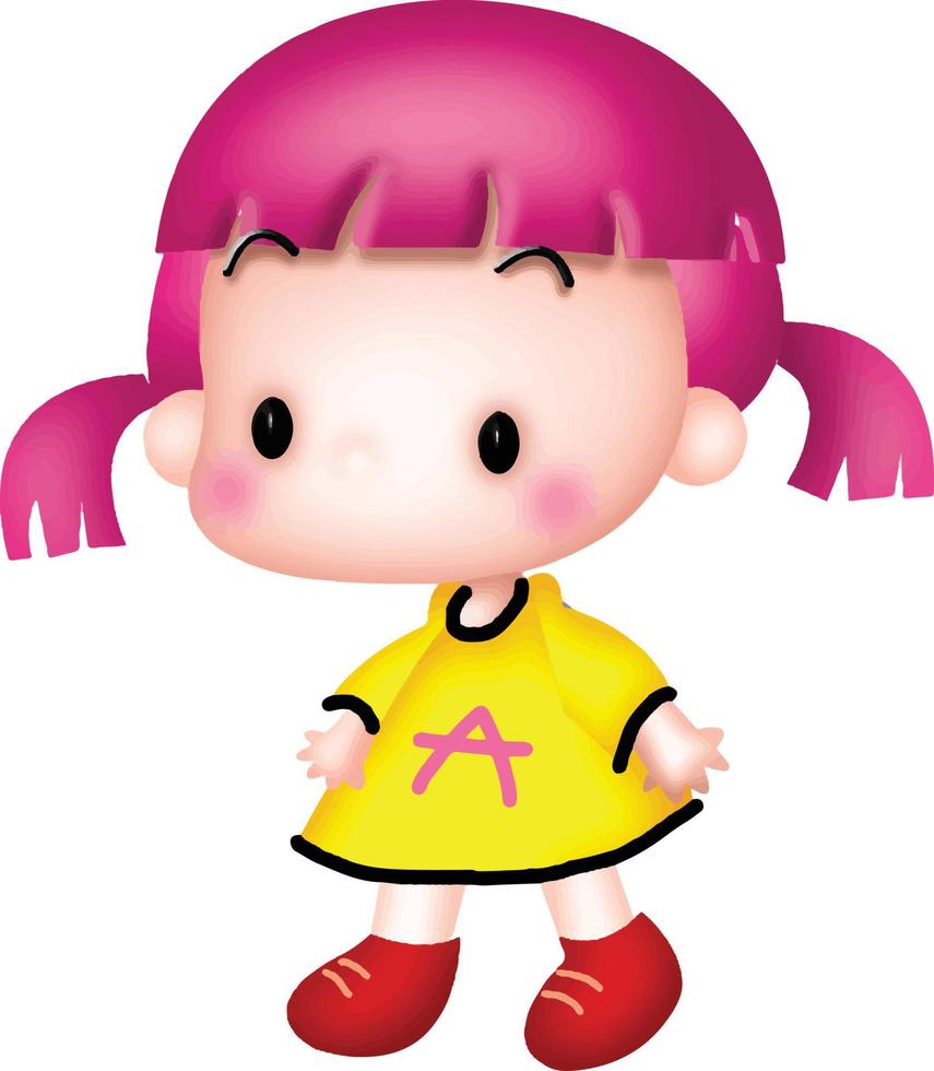 menina cartoon vector clipart fofo kawaii