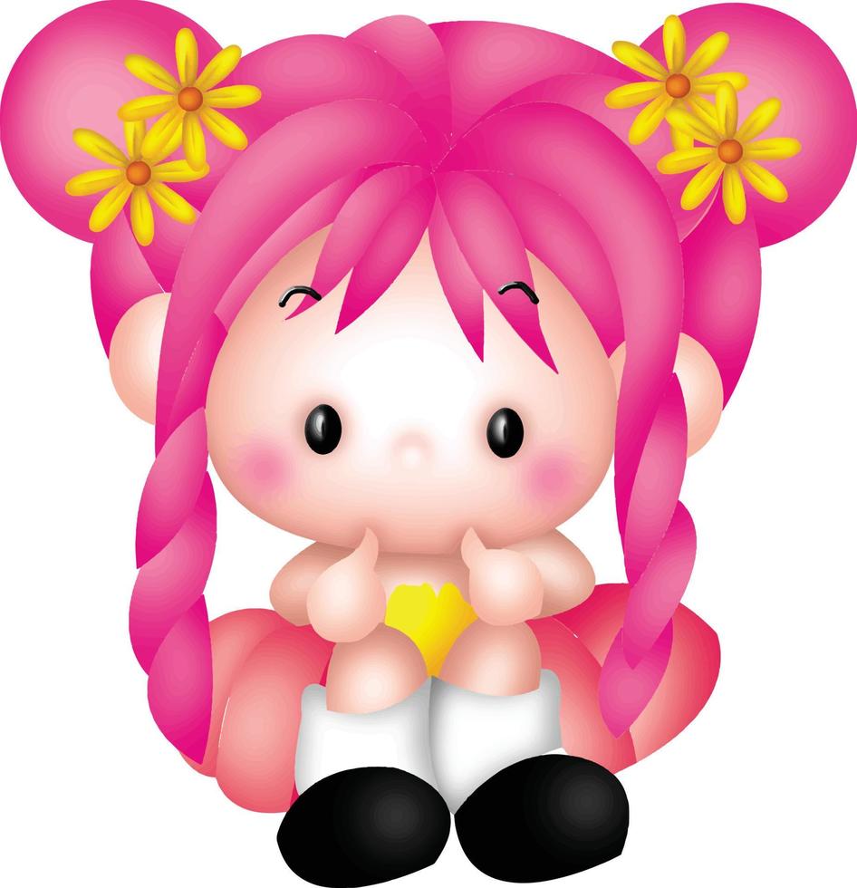 menina cartoon vector clipart fofo kawaii