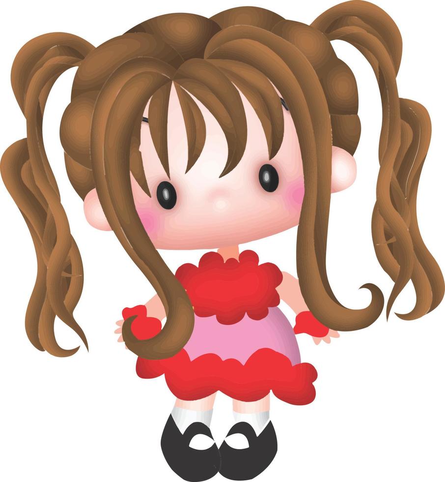 menina cartoon vector clipart fofo kawaii