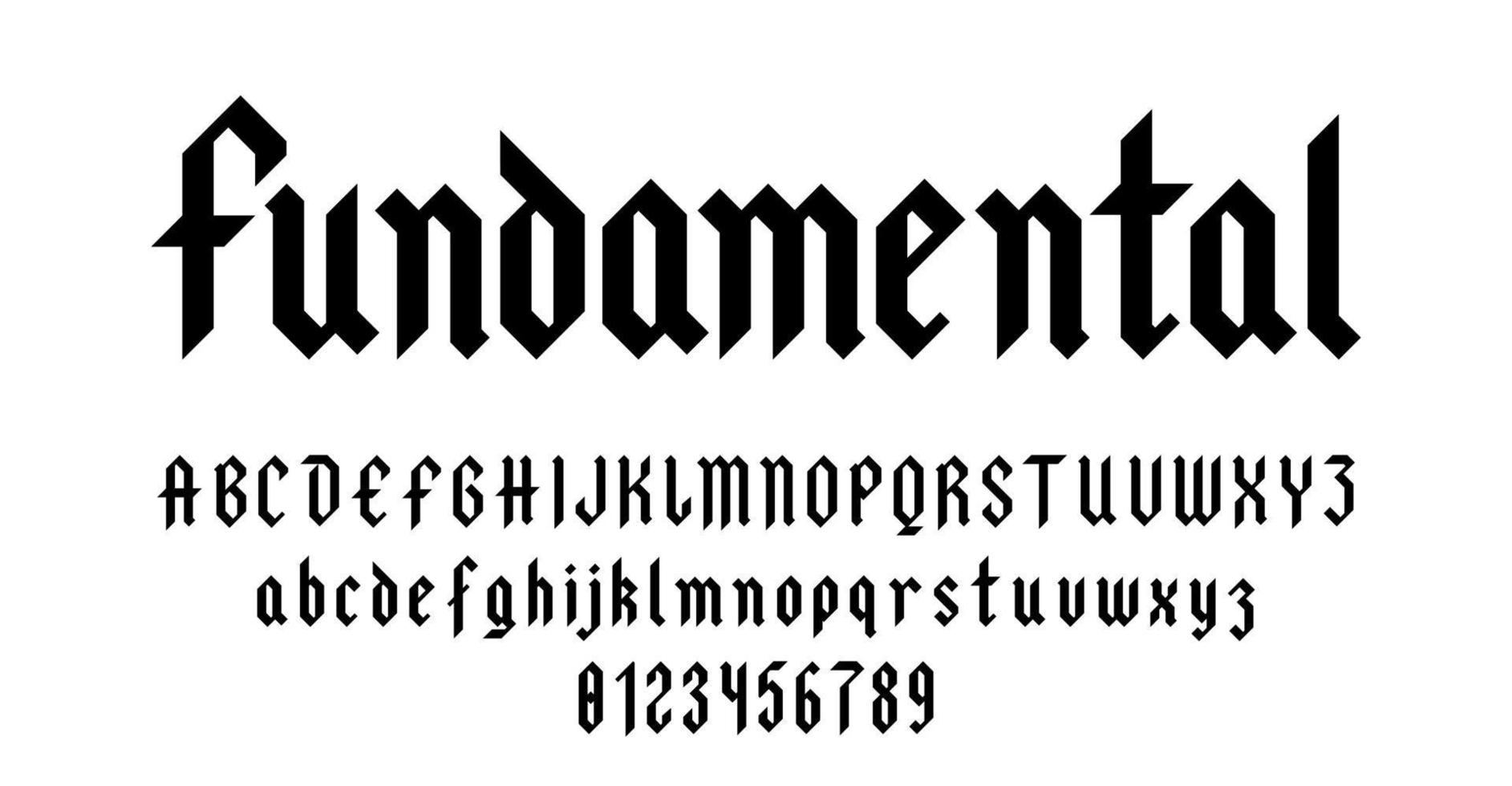 conjunto de letras e números da fonte do alfabeto antigo ilustração em vetor conceito blackletter