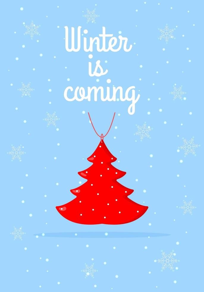 cartão de ano novo 2022. ilustração de design de cartão de inverno para saudações, convite, folheto, brochura. brinquedo de árvore vetor