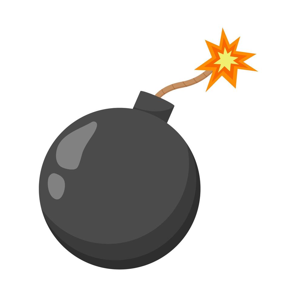 bomba preta isolada no fundo branco. ilustração vetorial plana vetor