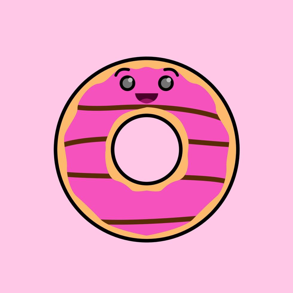 design de ilustração de donut bonito smiley colorido. vetor