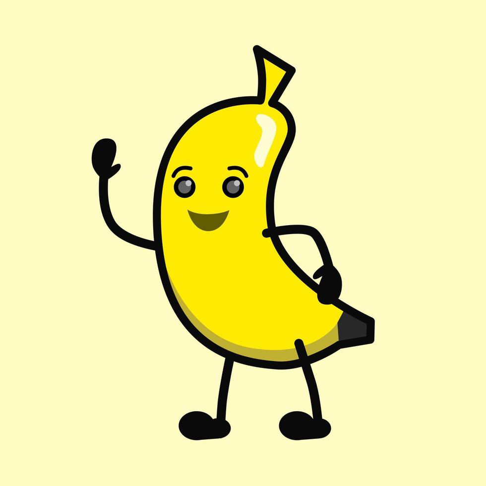 projeto de ilustração de banana sorridente fofo. vetor