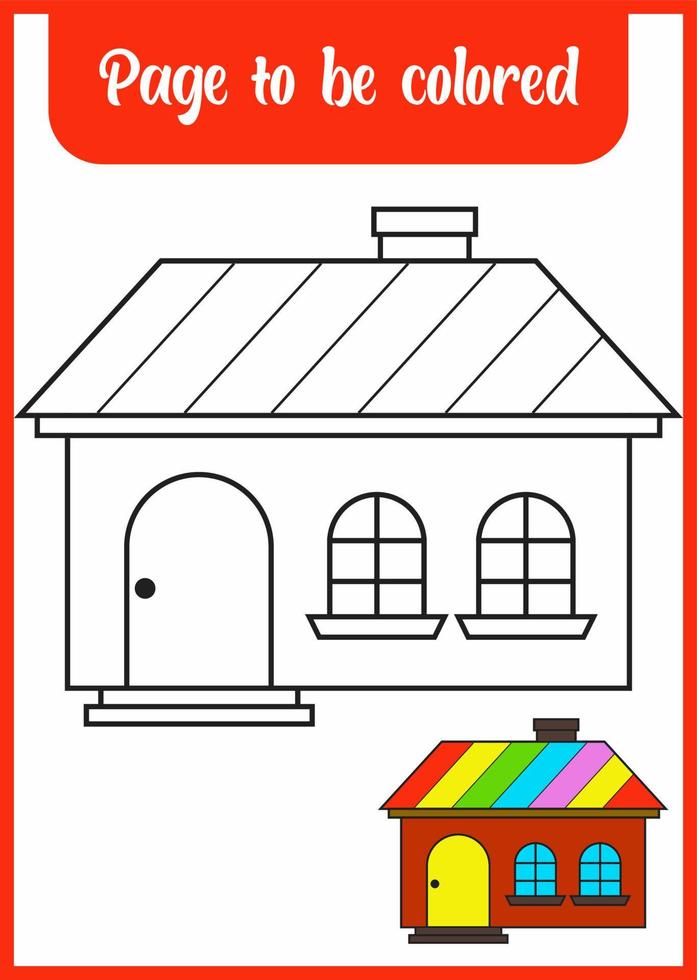 livro de colorir para criança. colorir casa divertida. vetor