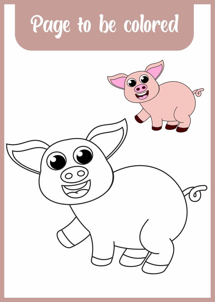 livro de colorir para criança. colorir porco fofo vetor