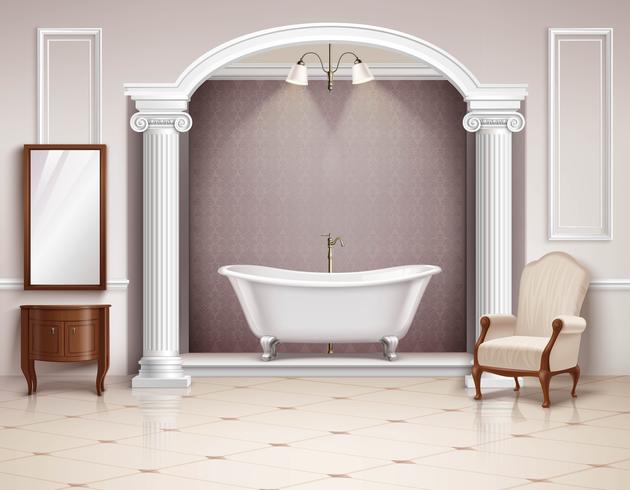 Design realista Interior de casa de banho vetor