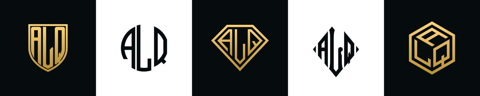 conjunto de letras iniciais alq logo designs vetor