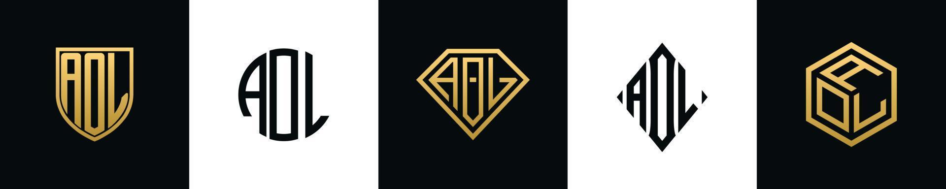 pacote de designs de logotipo aol letras iniciais vetor