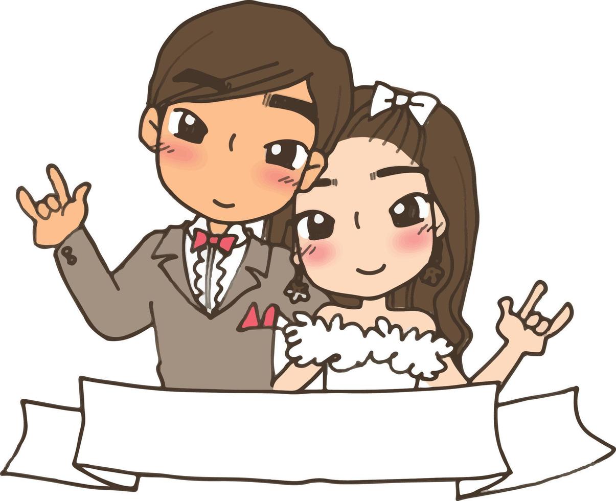 desenho animado de casamento amor juntos clipart grátis fofo kawaii vetor