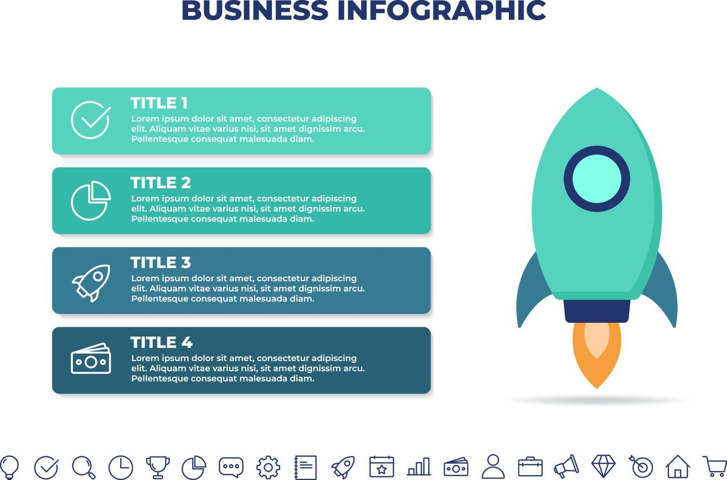 modelo de design de infográfico de inicialização. modelo de infográfico de negócios para apresentações, banner, layout de fluxo de trabalho, diagrama de processo, fluxograma e como funciona vetor