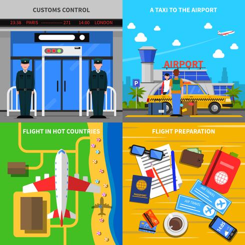 Airport Concept 4 Flat icons Quadrado vetor