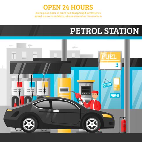 Ilustração de posto de gasolina vetor