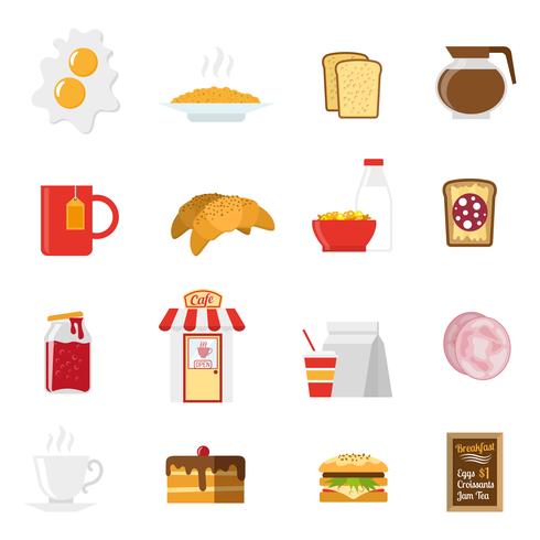 Conjunto de ícones de café da manhã vetor