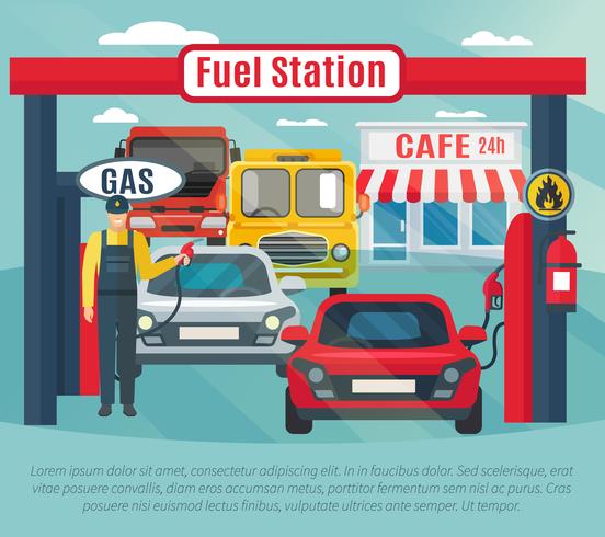 Ilustração de fundo de posto de gasolina vetor