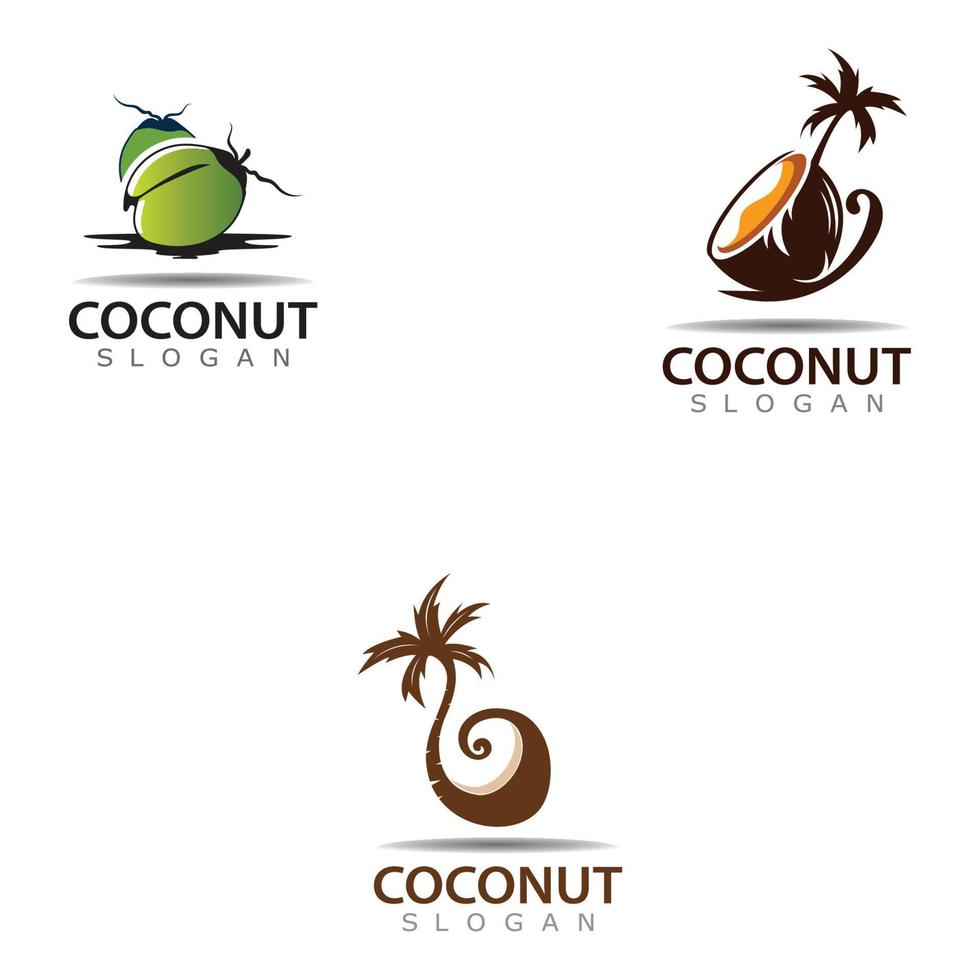 design de ilustração de logotipo de coco verde, modelo de natureza vetor