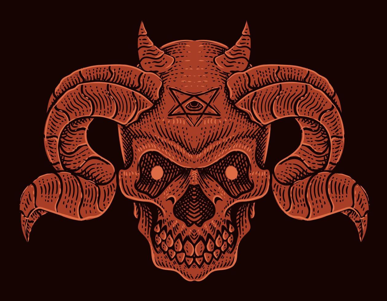 ilustração vetorial cabeça de crânio de demônio vetor
