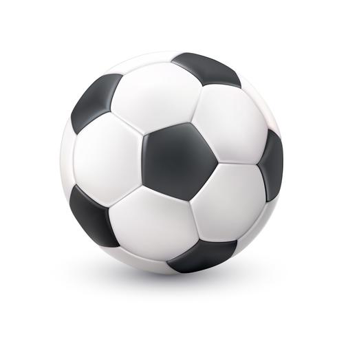 Imagem preta branca realística da bola de futebol vetor