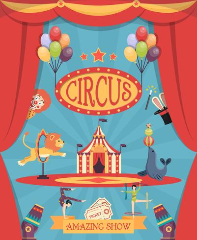 Cartaz surpreendente da mostra do circo vetor