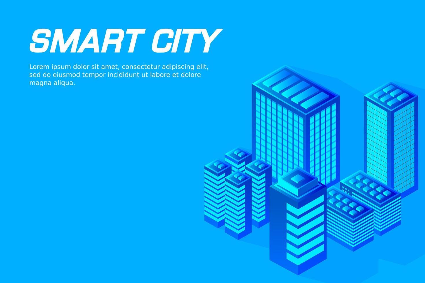 cidade futura isométrica. conceito da indústria imobiliária e de construção vetor