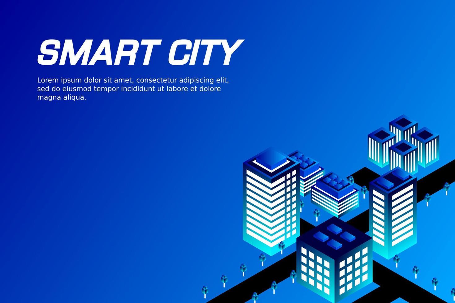 cidade futura isométrica. conceito da indústria imobiliária e de construção vetor