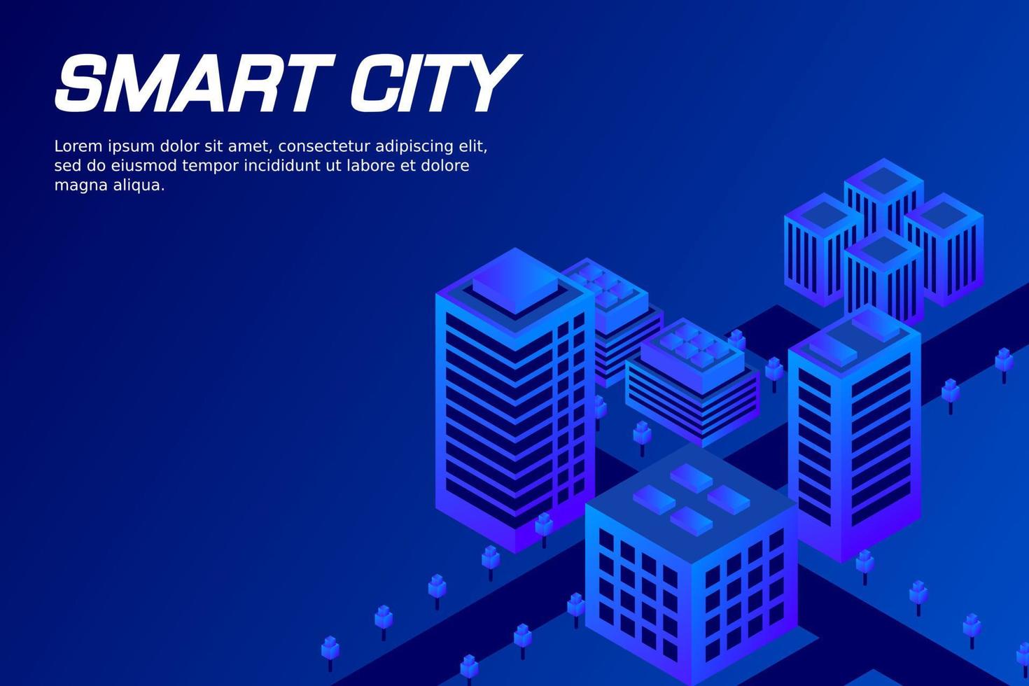 cidade futura isométrica. conceito da indústria imobiliária e de construção vetor