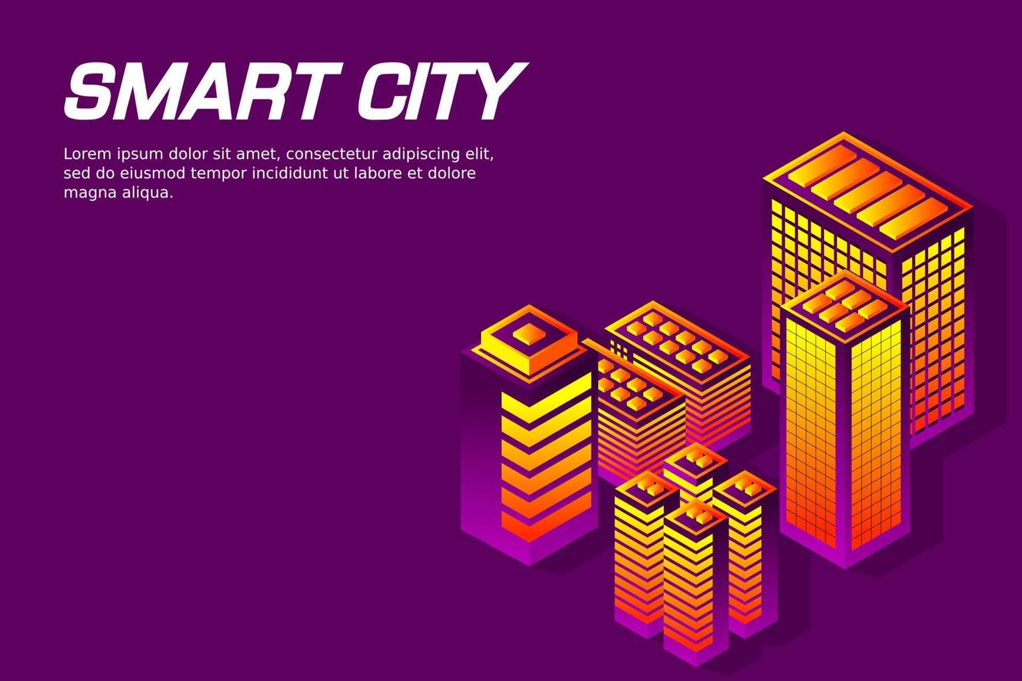 cidade futura isométrica. conceito da indústria imobiliária e de construção vetor