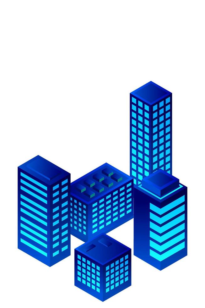 cidade futura isométrica. conceito da indústria imobiliária e de construção vetor