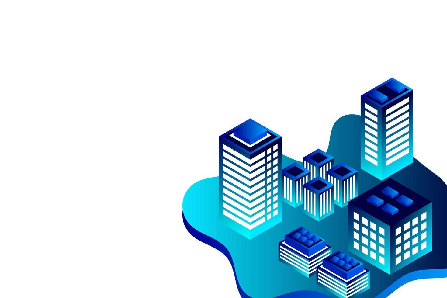 cidade futura isométrica. conceito da indústria imobiliária e de construção vetor