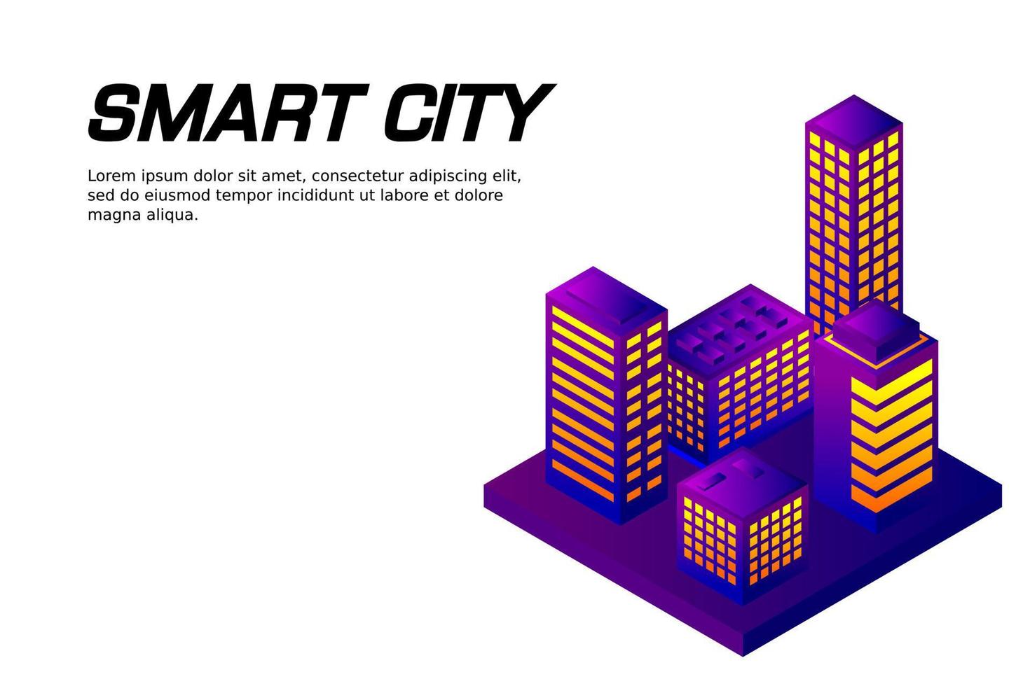 cidade futura isométrica. conceito da indústria imobiliária e de construção vetor