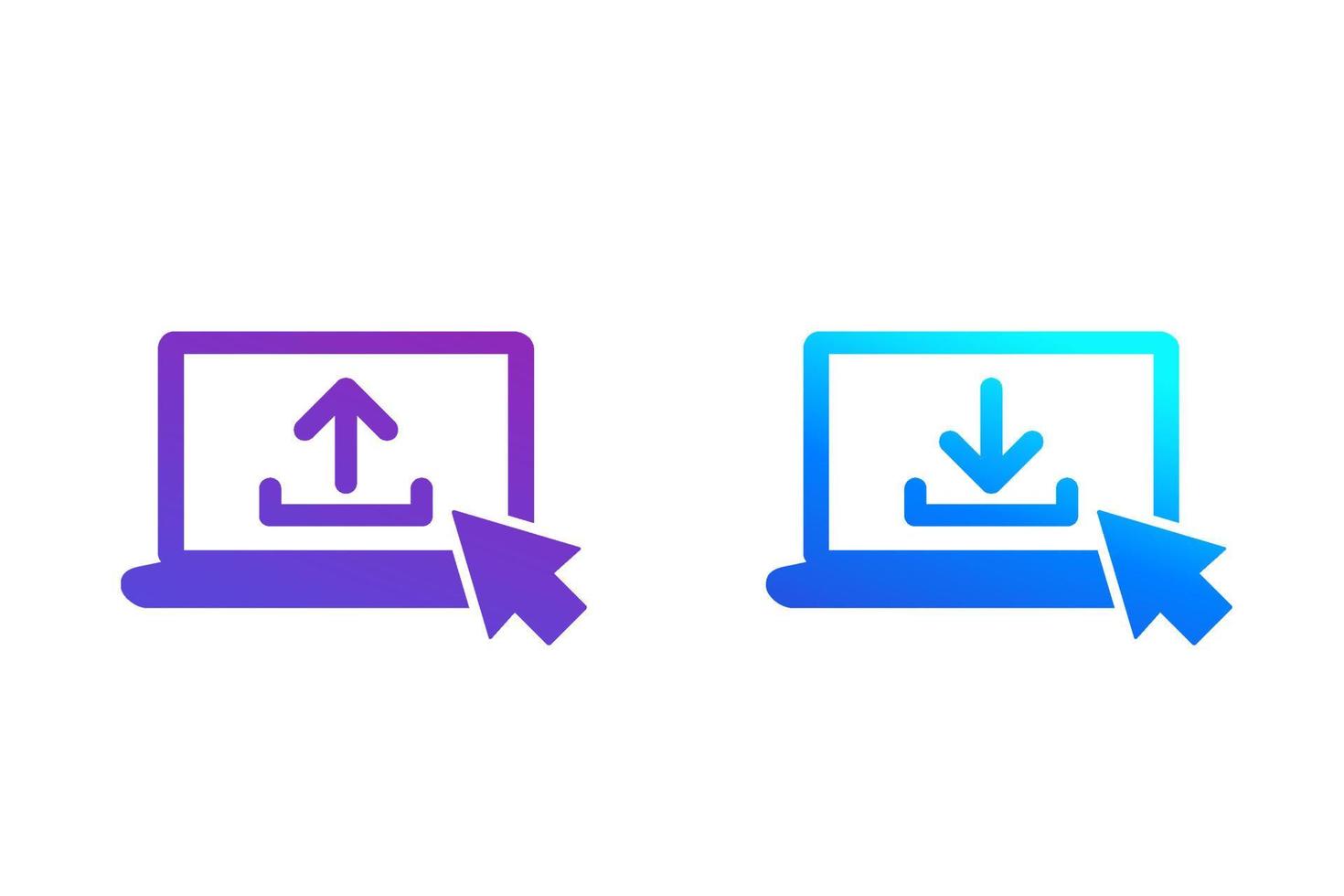 upload e download de ícones com laptop vetor