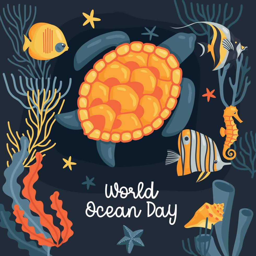 cartão do dia mundial do oceano vetor
