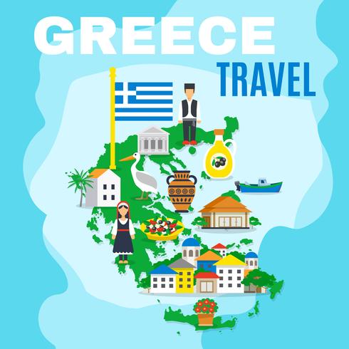 Mapa da Grécia Poster vetor