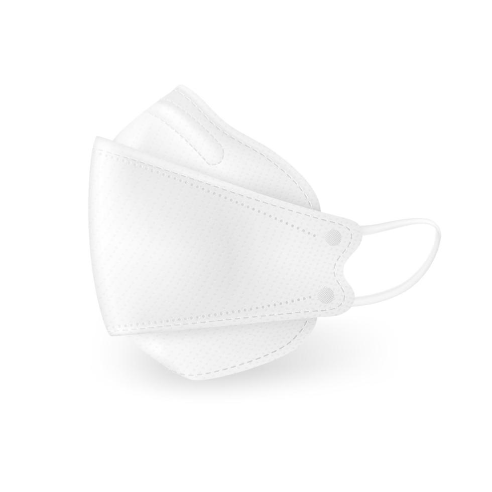 máscara médica kf94 vista lateral, novo design, design 3D, excelente proteção contra vírus, poeira e odores. arquivo realista. vetor