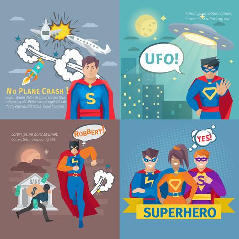 Conjunto de ícones do conceito de super-herói vetor