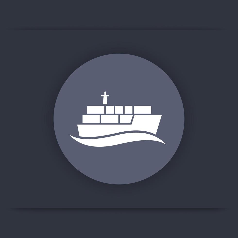navio de contêiner, transporte, navio de carga, ícone redondo de transporte marítimo, ilustração vetorial vetor