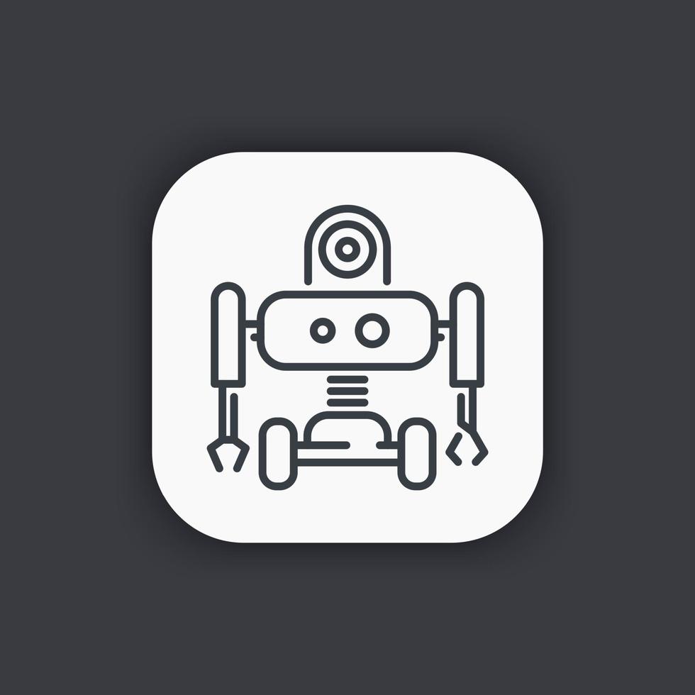 ícone de linha de robótica, pictograma de robô, engenharia mecânica vetor