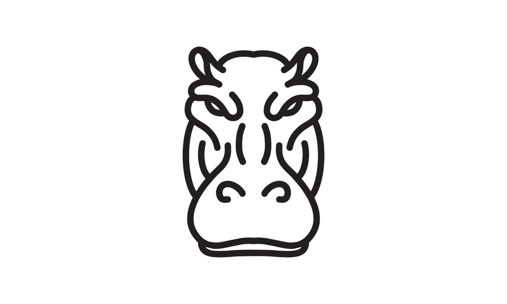 ícone de linha de vetor de hipopótamo, arte de linha de vetor de cabeça de animal, ilustração de animal isolado para logotipo desain