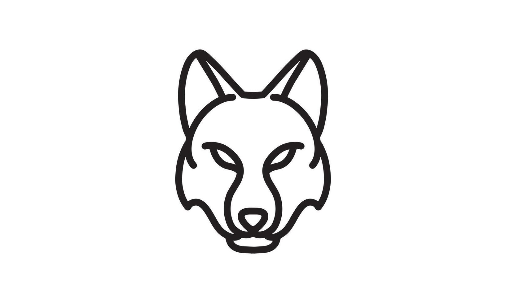 ícone de linha de vetor de lobo, arte de linha de vetor de cabeça de animal, ilustração de animal isolado para logotipo desain