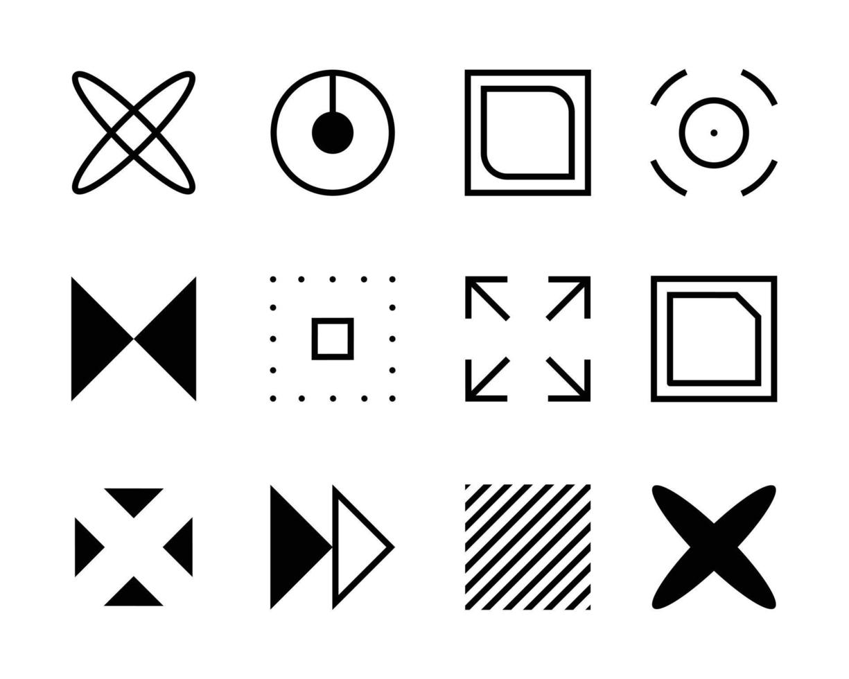 conjunto de ícones abstratos em várias formas para interface de site e aplicativo móvel. elemento comum usado para design ui ex e qualquer outro uso. vetor