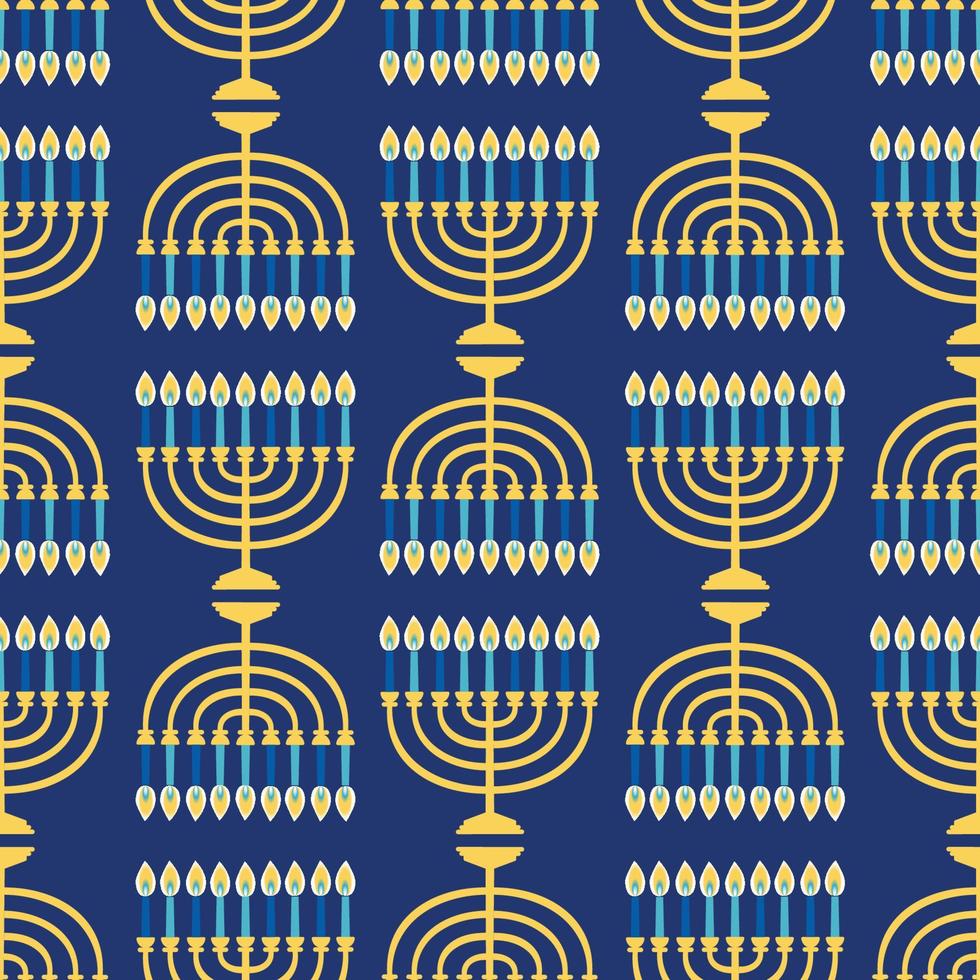 hanukkah menorá padrão sem emenda. fundo religioso para feriados judaicos. ilustração vetorial vetor